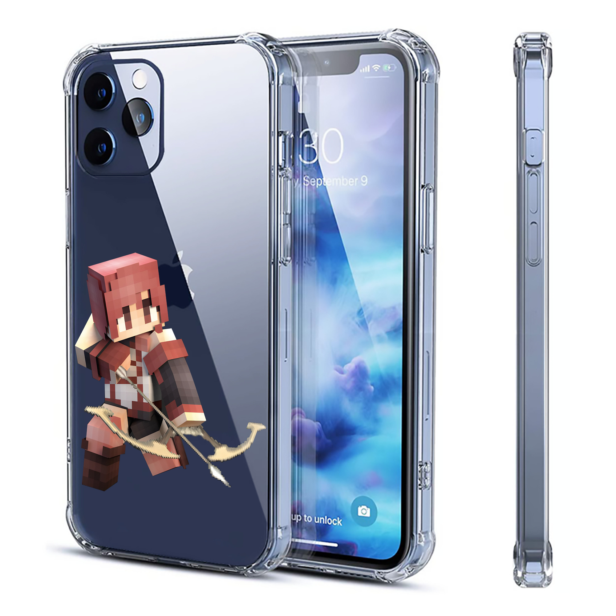 （画像用） マインクラフト ブロックの世界 Minecraft MC Block world 【iPhone 12シリーズ対応】透明スマホケース（クリアソフトケース）